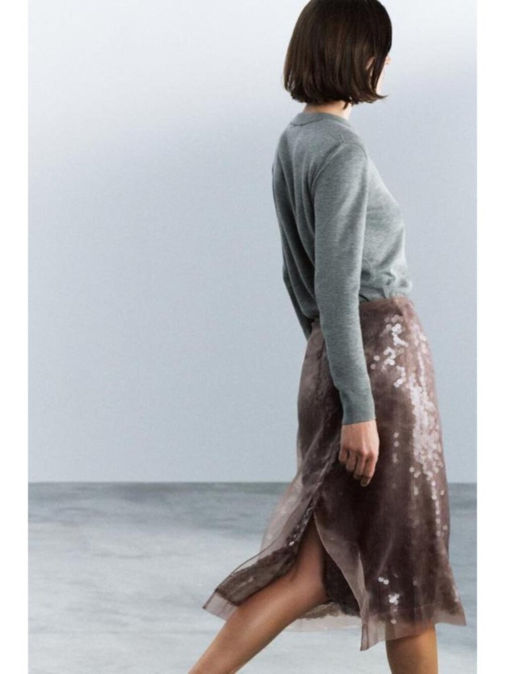 ZARA ZW COLLECTION SEQUIN MIDI SKIRT 2488/241/737